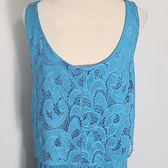 London Times Elegant Turquoise Lace Maxi-Dress, Size 12 - Picture 8 of 12